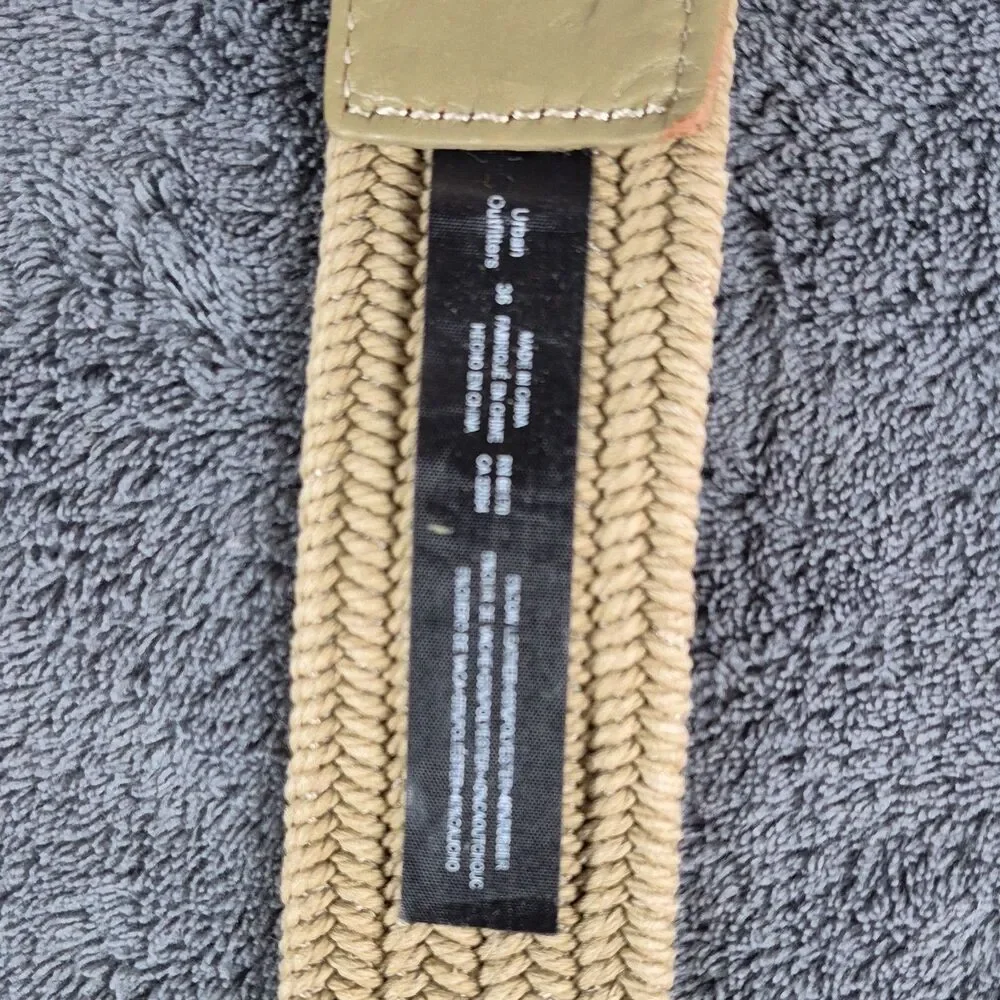 Urban Outfitters Men's Braided Woven Belt Buckle Beige Olive Size 36